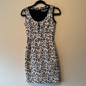 ANTONIO MELANI Black and Ivory Floral Mini Dress